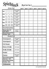 Spielblock für Würfelspiele