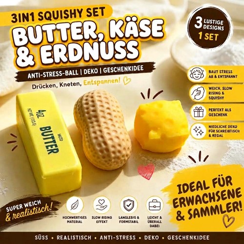 Squishy 3in1 set butter käse - squishy,